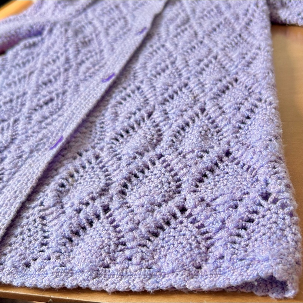 Crochet Long Line Cardigan Lavender